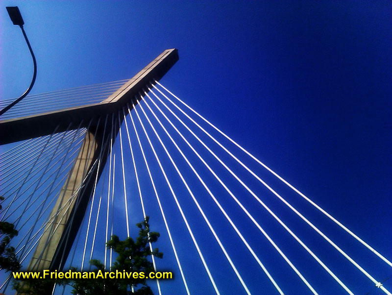 Boston,icon,bridge,suspension,blue,sky,big dig,transportation,commons,